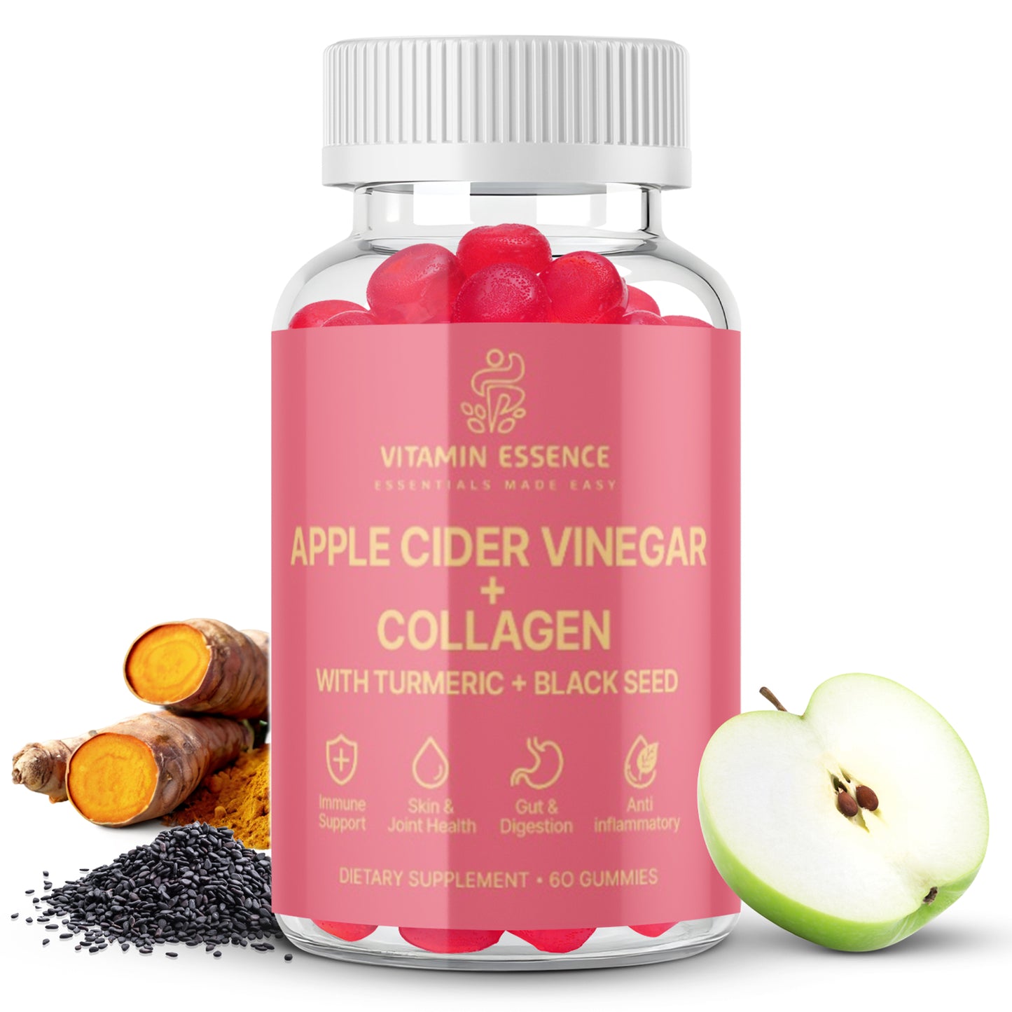 Apple Cider Vinegar + Collagen Gummies – With Turmeric & Black Seed | Daily Wellness Support