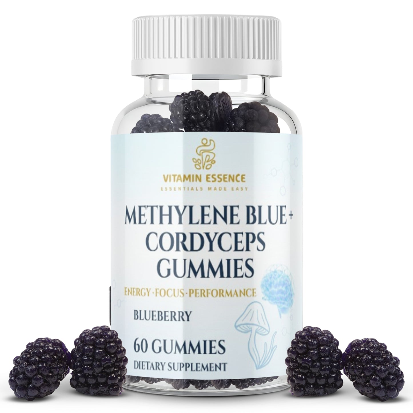 Methylene Blue + Cordyceps Gummies – Blueberry Flavour | Energy & Focus Support